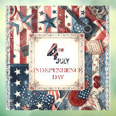 4th July 独立記念日 シャビー シック スター ストライプ ウィンドウサイン (シート3)