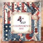 4th July 独立記念日 シャビー シック スター ストライプ ウィンドウサイン (シート2)