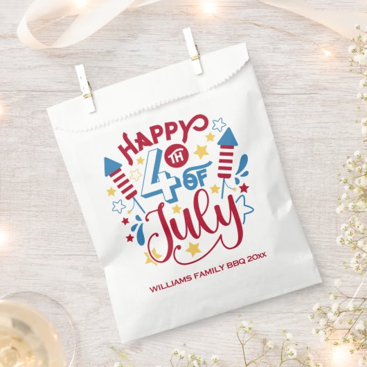 4th July BBQ パーソナライズ フェイバーバッグ (クリップ留めされた状態)