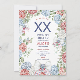 4TH July Birthday Party, Any Age, Red White Blue 招待状