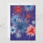 4th July Fireworks BBQ Red White Blue Custom Party 招待状 (裏面)