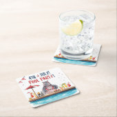 4th July Hippo Bikini in Pool Party  スクエアペーパーコースター (インサイチュ)