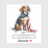 4th July Patriotic Hound Dog Personalized シール (シート)