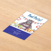 4th July Pool Party with Hippo in Bikini アクリル招待状 (レイダウン)