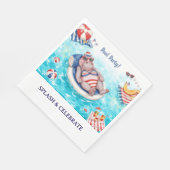4th July Pool Party with Hippo in Bikini  スタンダードランチョンナプキン (角)