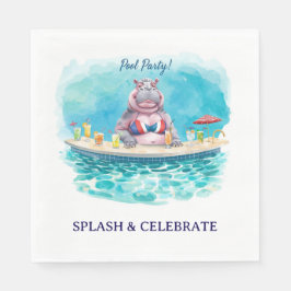 4th July Pool Party with Hippo in Bikini  スタンダードランチョンナプキン