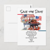  4th July Save the Date  Independence Day party   ポストカード (正面/裏面)