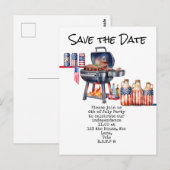 4th July Save the Date Independence Day party ポストカード (正面/裏面)