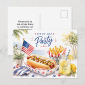  4th July Save the Date  Independence Day party   ポストカード (正面/裏面)