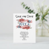  4th July Save the Date  Independence Day party   ポストカード (スタンド正面)