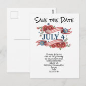  4th July Save the Date  Independence Day party   ポストカード (正面/裏面)