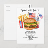  4th July Save the Date  Independence Day party   ポストカード (正面/裏面)