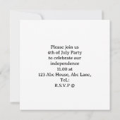  4th July Save the Date  Independence Day party   招待状 (裏面)