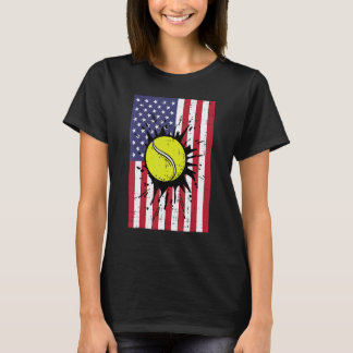4th July Tennis America Flag Patriotic Men Boys Ki Tシャツ