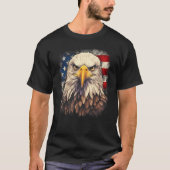 4th July US Flag Bald Eagle Proud American Men Wom Tシャツ (正面)