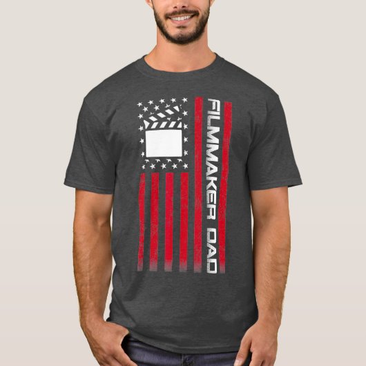 4th of Julyアメリカ国旗フィルムメーカーパパへのギフト Tシャツ (正面)