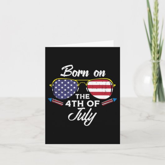 4th Of July に生まれた太陽の4歳の誕生日パーティー カード (正面)