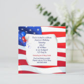4th of July アメリカ国旗のカール紙 招待状 (スタンド正面)
