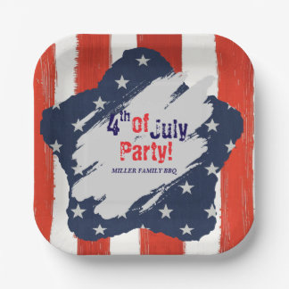 4th of July アメリカ国旗 オリジナル 紙 ペーパープレート