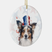 4th of July オリジナル Border Collie セラミックオーナメント (右)