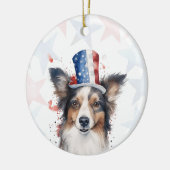 4th of July オリジナル Border Collie セラミックオーナメント (左)