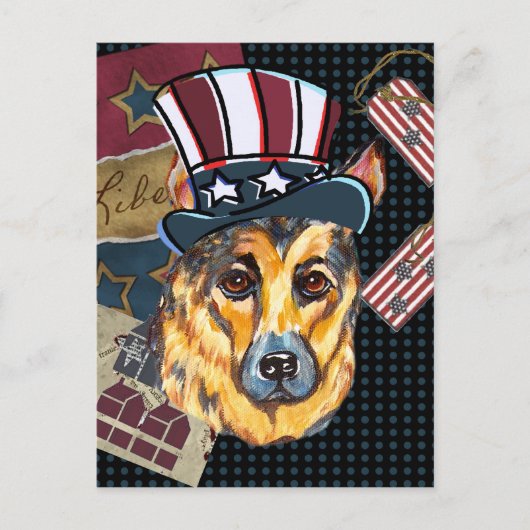 4th OF JULY ジャーマンシェパード ポストカード (正面)