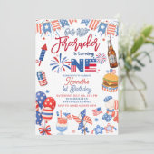 4th of July ファイアークラッカーが1歳の誕生日 招待状 (スタンド正面)