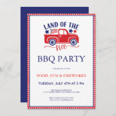 4th of July フリーランド BBQパーティー招待状 招待状 (正面/裏面)