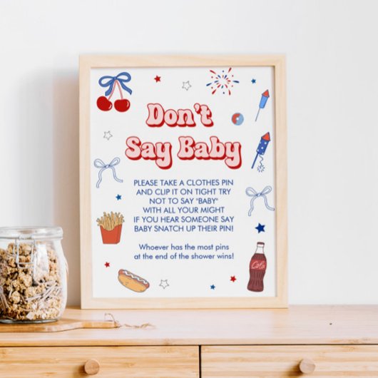 4th of July ベビーシャワー ガール Don't Say Baby ゲーム ポスター