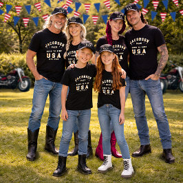 4th Of July 家族写真 Born To Ride カスタマイズ Tシャツ