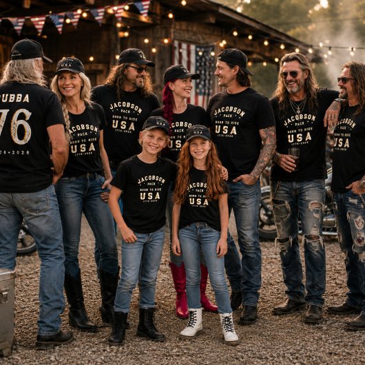 4th Of July 家族写真 Born To Ride カスタマイズ Tシャツ