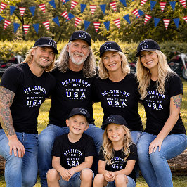 4th Of July 家族写真 Born To Ride 青カスタム Tシャツ