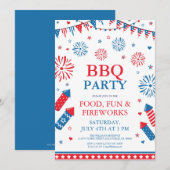 4th of July 祭り バーベキュー 枠 招待状 (正面/裏面)