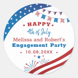 4th of July 結婚報告パーティー 赤白青 カスタム ラウンドシール