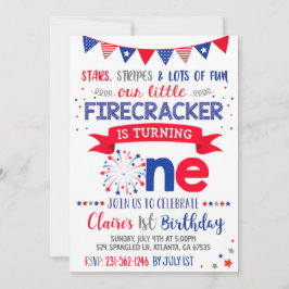 4th of July 誕生日パーティー招待 赤 白 青 招待状