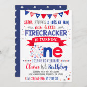 4th of July 誕生日パーティー招待 赤 白 青 招待状 (正面/裏面)