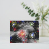 4th of July 誕生日 花火パーティー ポストカード (スタンド正面)
