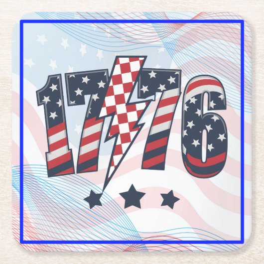 4th of July 1776-63751 スクエアペーパーコースター (正面)