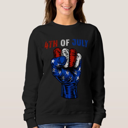 4Th Of July 2023 American Flag Retro Family スウェットシャツ (正面)