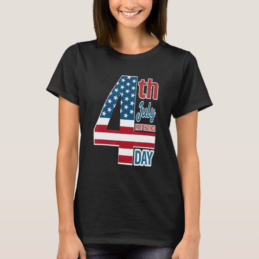 4th of July 2023 Independence Day With USA America Tシャツ (正面)