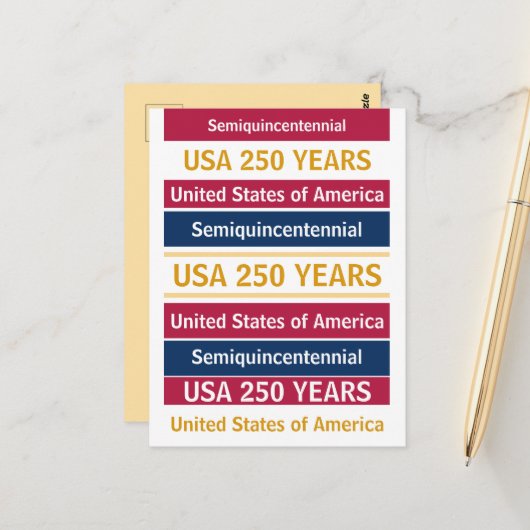 4th of July 2026 USA 250 Years Semiquincentennial  ポストカード (正面/裏面インサイチュ)