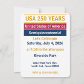 4th of July 2026 USA 250 Years Semiquincentennial  出欠カード (裏面)
