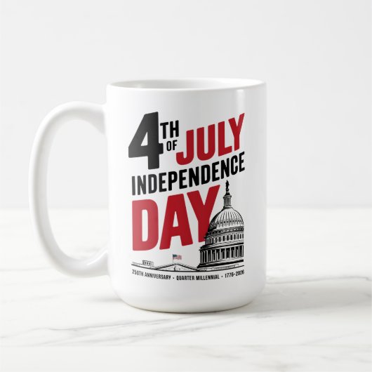 4th of July 250th Anniversary Independence Day コーヒーマグカップ (左)