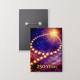 4th of July 50 Stars 250 Years USA Independence 缶バッジ