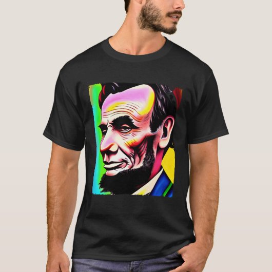 4th of July Abraham Lincoln Art Painting Tシャツ (正面)