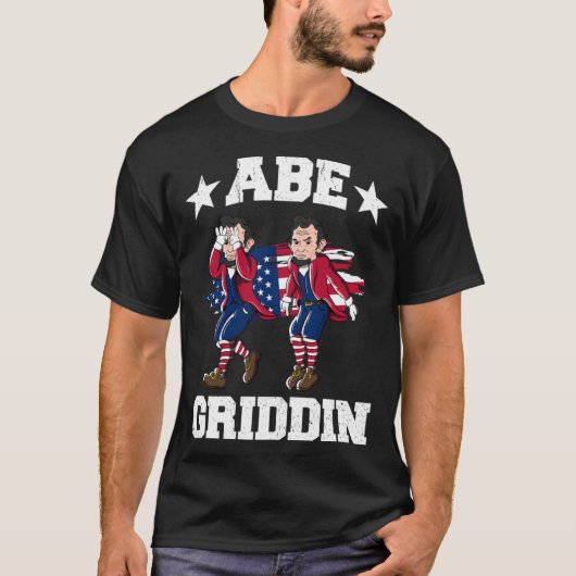 4th of July Abraham Lincoln Griddy Abe Griddin Tシャツ (正面)