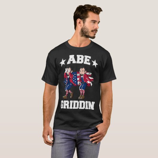 4th of July Abraham Lincoln Griddy Abe Griddin Tシャツ (正面フル)