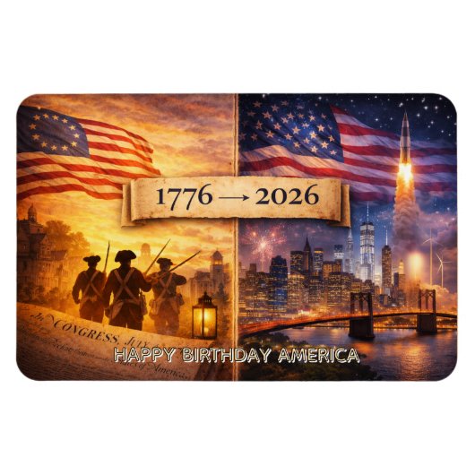 4th of July America 1776 - 2026 USA 250th Flexible マグネット (横)