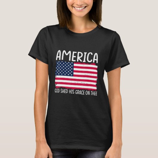 4th of July America God Shed His Grace on Thee 1 Tシャツ (正面)