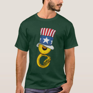 4th Of July America Men Marching Band Sousaphone f Tシャツ